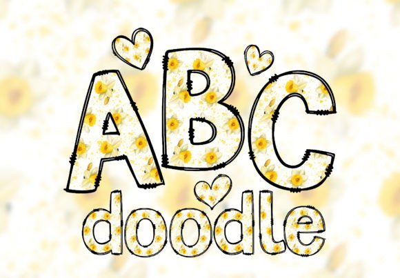 Floral Doodle Alphabet Daffodils Letters