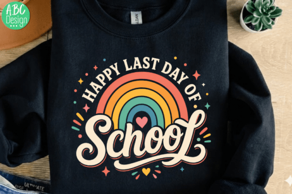 Happy Last Day of School Rainbow PNG