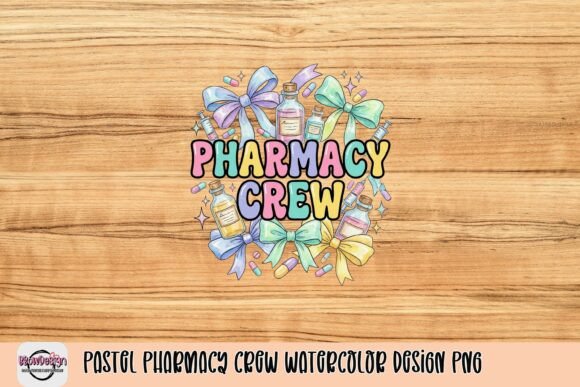 Pastel Pharmacy Crew Watercolor Design PNG