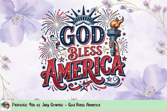 Patriotic 4th of July Graphic - God Bless America