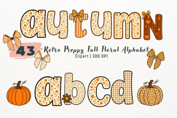 Preppy Retro Floral Autumn Alphabet PNG: A Versatile Design Resource for Fall Crafts and More