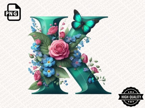 Roses Butterflies Alphabet Clipart PNG: A Versatile Design for Creative Projects
