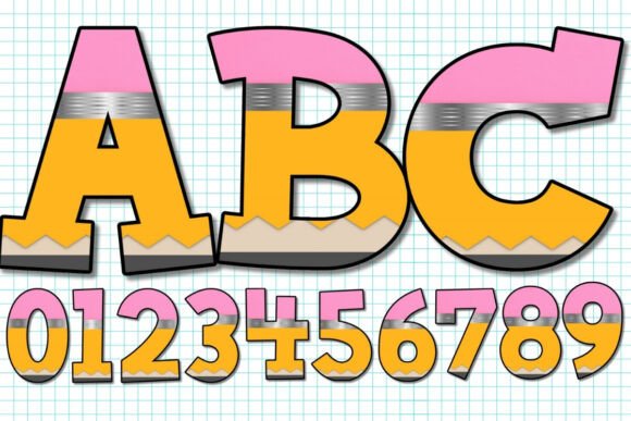 School Pencil Alphabet Numbers PNG