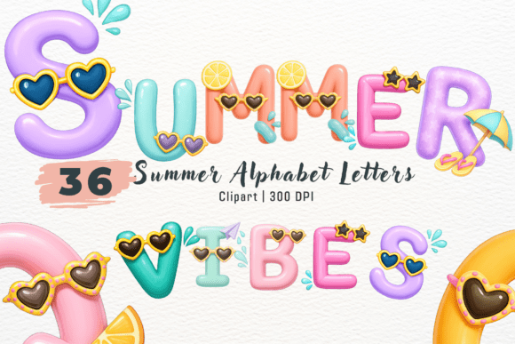Summer Alphabet Letters PNG Clipart: A Versatile Design Resource for Creative Projects