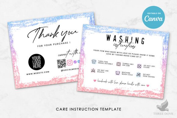 T-Shirt Washing Care Instruction Card